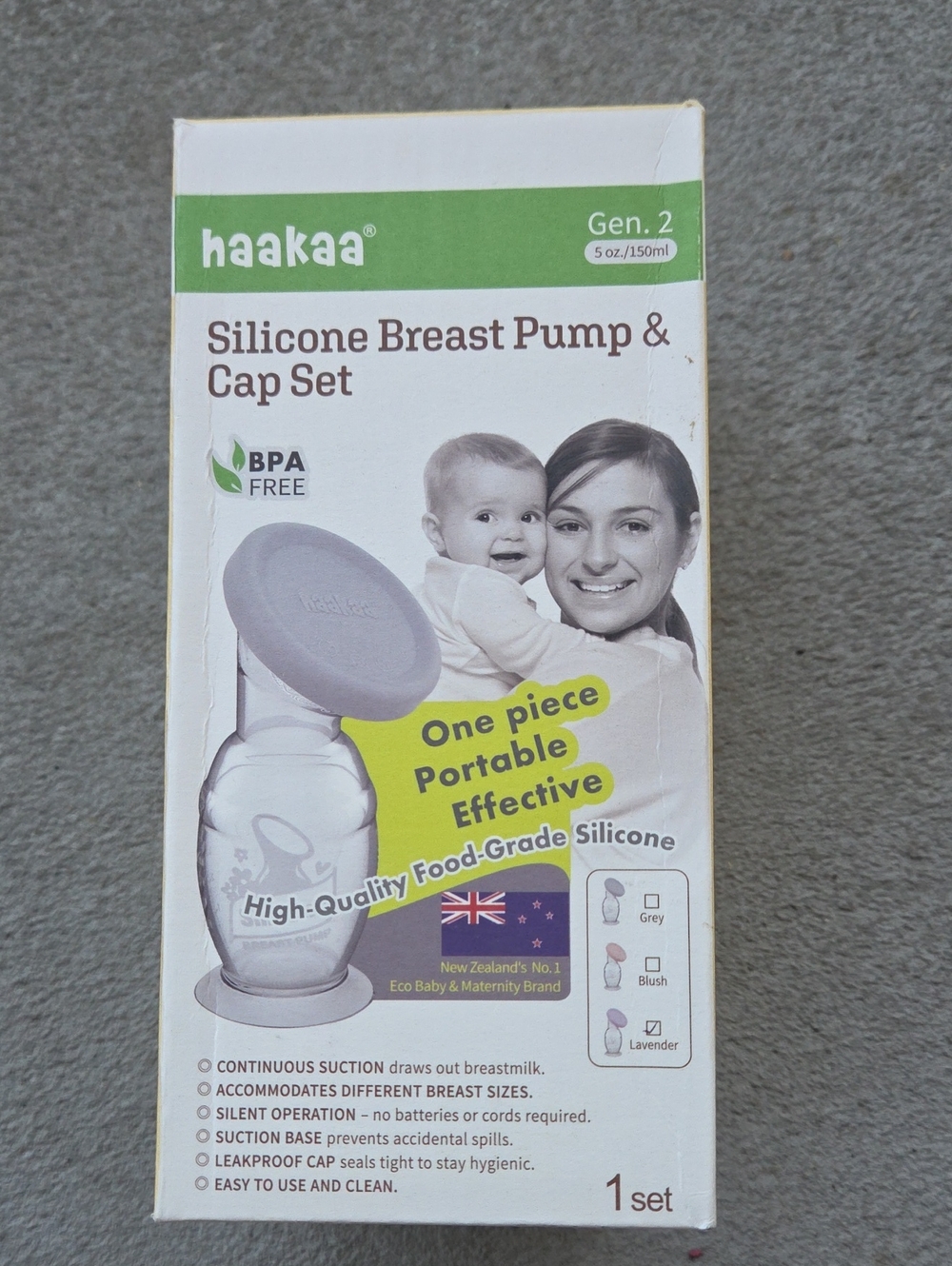 NEW haakaa Silicone Breast Pump & Silicone Cap 5oz/150ml, Gen.2